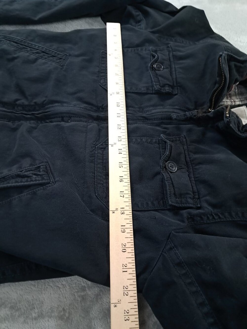 American Eagle Outfitters Canvas Bomber Jacket Men Large Black Flannel Lined - Picture 5 of 10